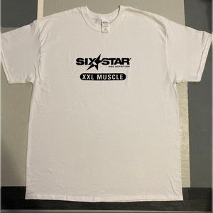 Men's White Six Star Pro Nutrition XXL Muscle T-Shirt